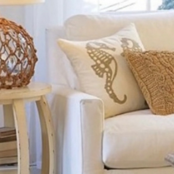 Pottery Barn Accents Pottery Barn Embroidered Seahorse Pillow Cover